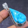 Tibetan Turquoise Gemstone 925 Steling Silver Jewelry Pendant 2.25" N8E25
