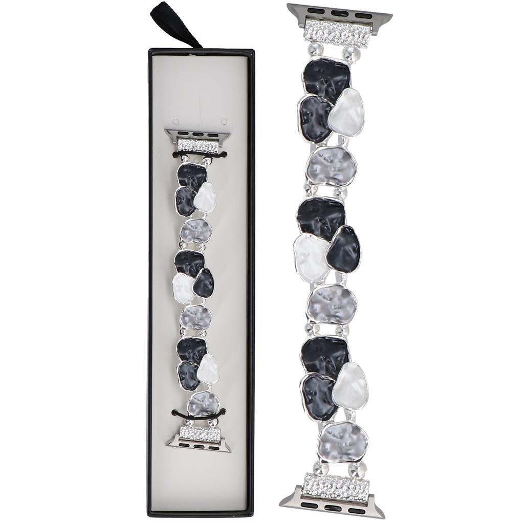 New GlacierX Gleam Ruffle Stretch Bracelet Charcoal Pearl for Apple Watch 38/40/41mm Black
