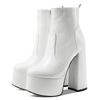 Sexy Women's Ankle Boots Platform Cowboy Boots For Women Block High Heels Zipper Black White Short Party Shoes Female New 2024