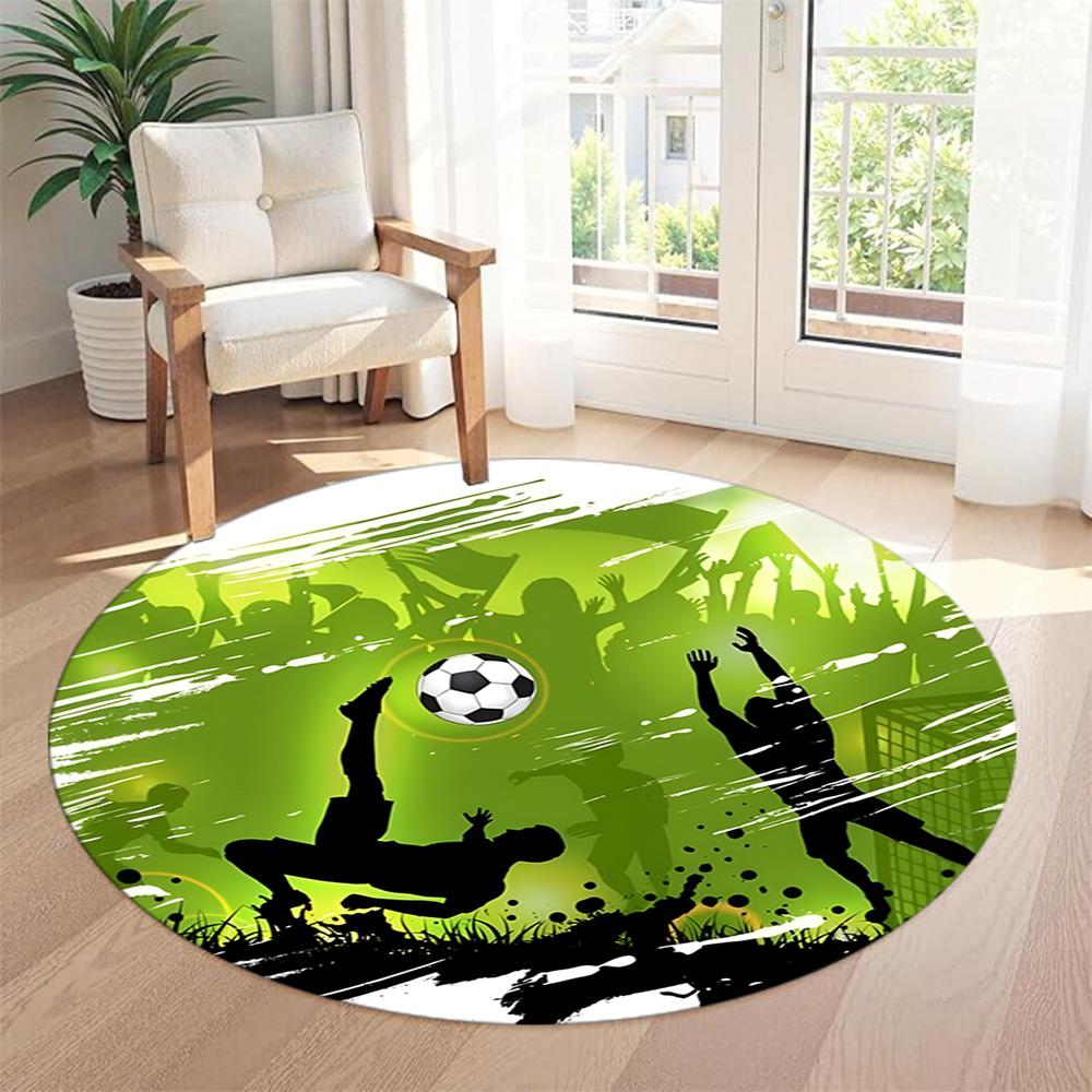 Football Round Carpet Suitable for Dormitory Hallway Living Rooms Outdoor Antislip Round Carpet Decorate Offices Perfect Gift for Women Men