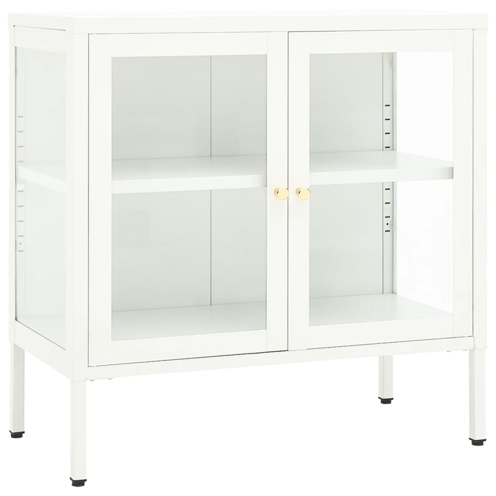 Sideboard White 70 x 35 x 70 cm Steel and Glass