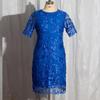 Женское платье Лето с коротким рукавом и вышивкой Женские длинные платья Кружевные платья с круглым вырезом большого размера