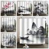 Chinese Ink Painting Landscape Shower Curtain Mountain Bamboo Modern Art Home Decor Bathroom Curtains Waterproof Shower Curtains