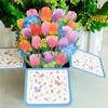 Greeting Card 3D Pops-up Bouquet Rose/Lily/Sunflower/Tulip Paper Flowers Daisy/Carnation
