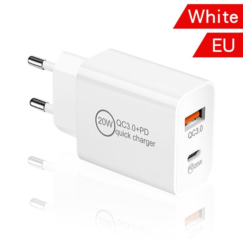 Mobile Phone Fast Charging Head Pd20wqc3.0 Dual Port European And American Standard Usb Charging Universal Mobile Phone Plug