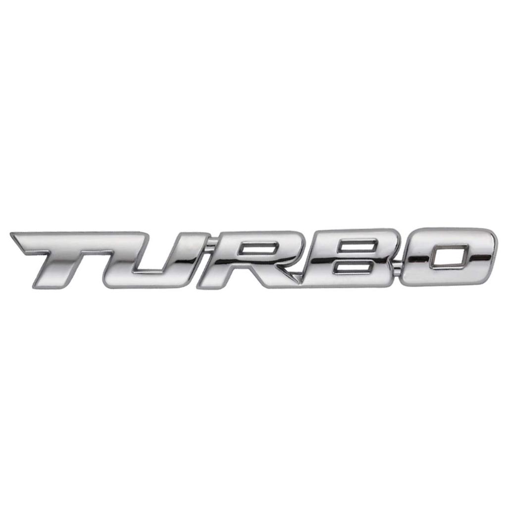 NEGUS Turbo Emblem, Turbo, Car Emblem Sticker, Car Sticker, 0.4 x 3.8 inches (11 x 97 mm), Silver