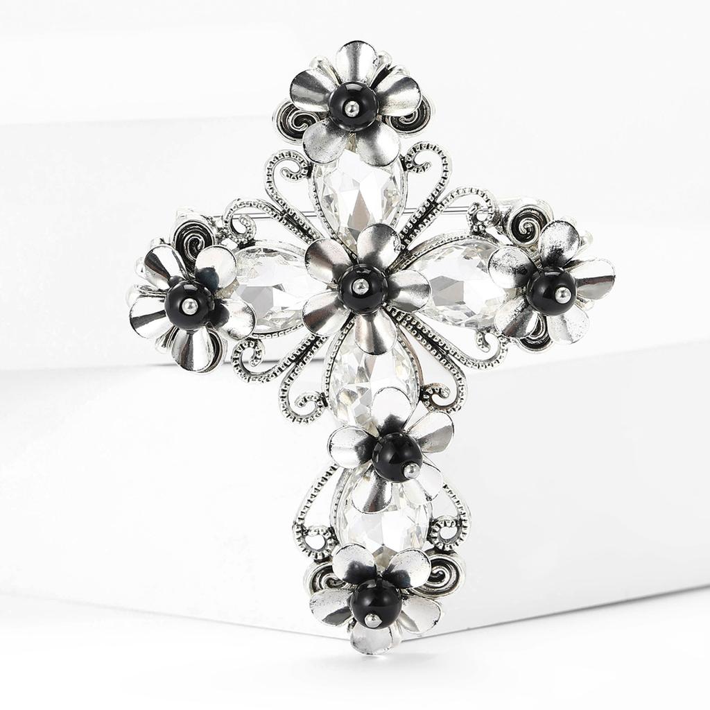 Модная ретро-брошь-крест из сплава, персонализированная одежда, нагрудный цветок, аксессуары