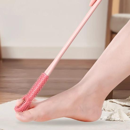 2 шт. Щетка для чистки пальцев ног Силиконовая мочалка для ног с ручкой длиной 15,7 дюйма Мягкая чистящая щетка для душа Инструмент для ухода за ногами для пожилых людей Мужчин Женщин