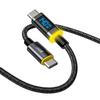 Кабель AOHI 140W USB C - USB C со светодиодным дисплеем, PD 140W, быстрый, нейлоновый и алюминиевый, для передачи данных, совместимый с MacBook, Galaxy и другими Android-устройствами,