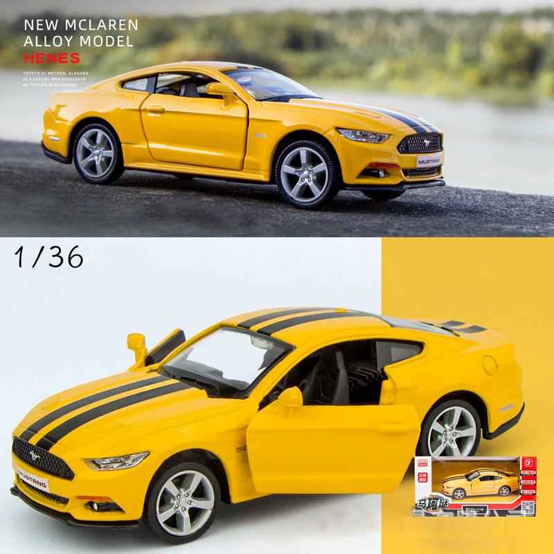 1:36 масштабов Ford Mustang, литая под давлением модель автомобиля из сплава, игрушечная машина с откатным механизмом, игрушечный автомобиль для малышей, подарок для мальчиков и девочек, желтый