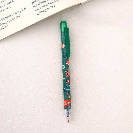 Рождественская гелевая ручка со стираемым наконечником 0,5 мм, выдвижным стержнем и ластиком. Праздничные школьные и офисные принадлежности.