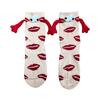 Valentine's Day Couple Heart-Shaped Magnet Socks With Hand-Holding  (Mid-Calf Socks)