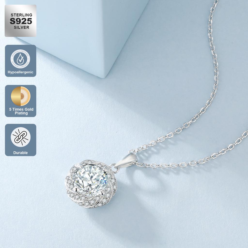 Fine Heart Jewelry VVS1 Diamond White Gold 925 Sterling Silver Round Brilliant Cut 1CT 2CT GRA Moissanite Pendant Women Necklace