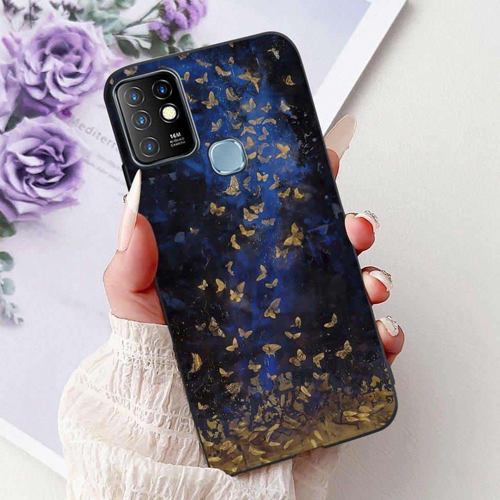 Для Infinix Hot 10 Чехол Силиконовый Милый Кот Модные Цветы Роскошная Расписная Задняя Крышка Для Чехла Телефона Inifnix Hot 10 X682B X682C