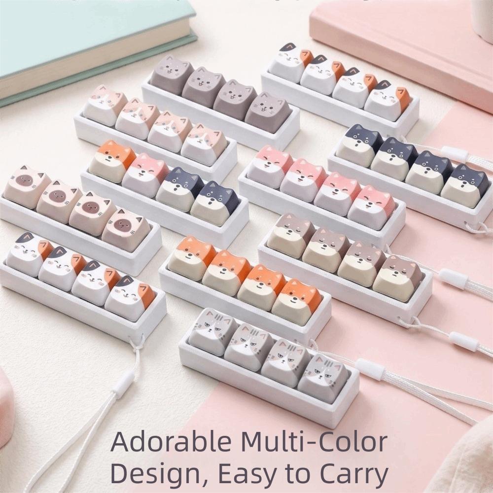 4 Keys Keycap Fidget Keychain Lightweight Finger Press Keycap Keychain  Sensory Toy