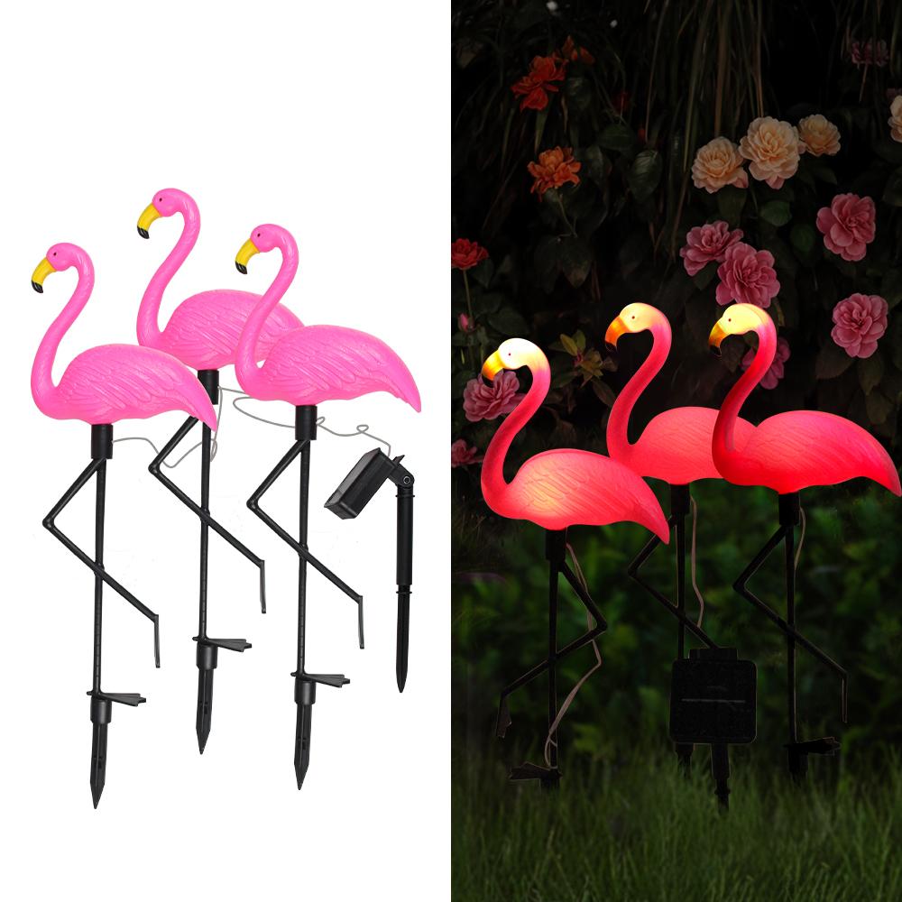 Flamingo Outdoor Landscape Yard Light Waterproof Solar Garden Lamps Lawn Lights Patio Walkway Lights Stake Light Holiday Decor
