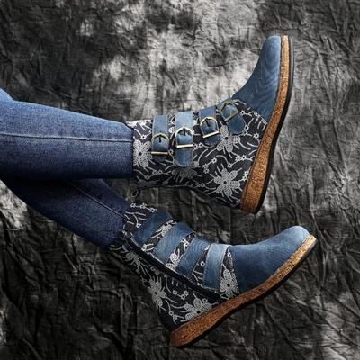 Женские ботильоны, осенние, новые, в стиле ретро, этнические, с металлической пряжкой, мягкие кожаные, с молнией, короткие ботинки, обувь Botines Mujer