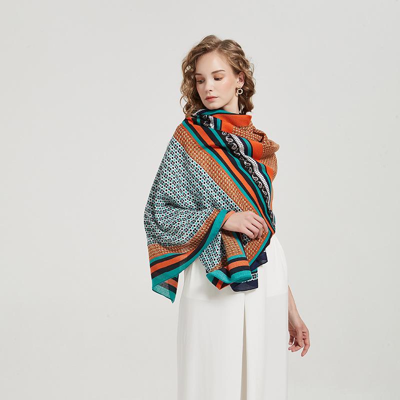 Cashew Dot Autumn and Winter New Scarf Female Warm Neck Long Beach Towel Sunscreen Imitation Cotton Shawl