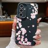 Розовые Цветы Персика Цветочный Чехол Для Samsung S26 S25 S24 Ultra S23 S22 S21 FE A15 A16 A17 A26 A35 A36 A37 A54 A55 A56 A57 5G Чехол с Текстурой Кожи