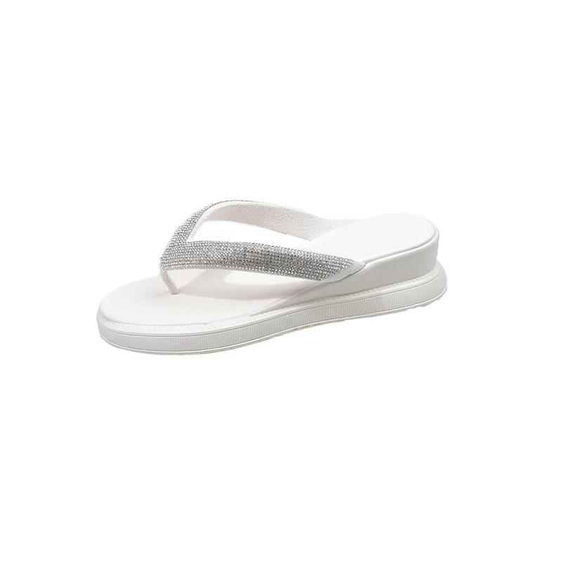 Большие шлепанцы 2025 года, новые летние тапочки с покатым каблуком, модные тапочки со стразами, верхняя одежда, женские тапочки с носком