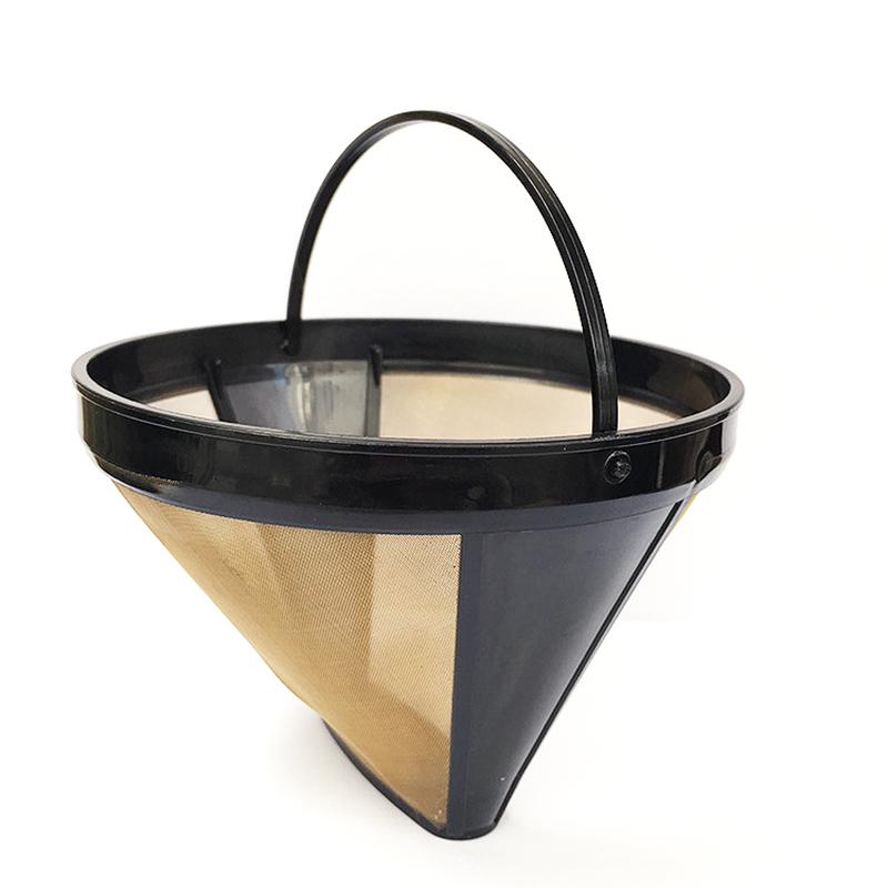Coffee Filter Washable Reusable Coffee Maker Machine Cone Shape Fine Mesh 10-12 Cup Coffee Filter