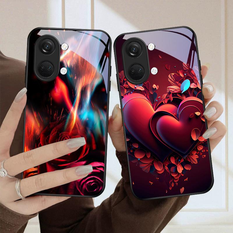 Яркая Пламенная Роза Для OnePlus Nord CE 2T 2 3 Lite N20 N30 6T 7 7T 8 8T 9 10 Pro 11R 12R 13R Ace 2V 5 Pro Стеклянный Чехол Для Телефона