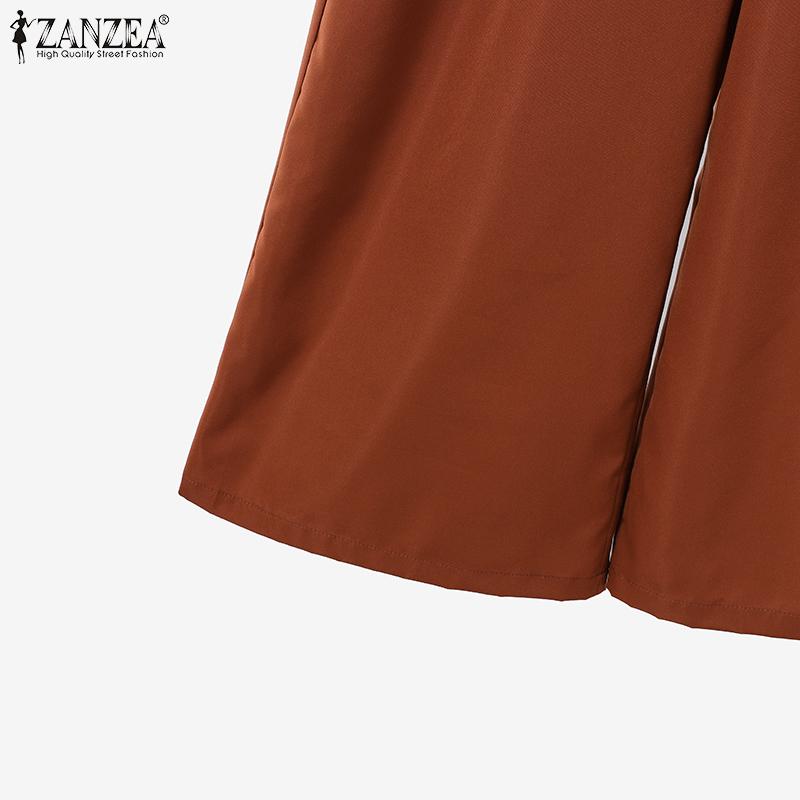 ZANZEA Women Print Blouse and Pants Summer Two Piece Suit Sets