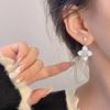 Шикарные серебряные игольчатые белые перламутровые серьги-цветы из циркония - легкий роскошный дизайн с четырьмя лепестками для женщин