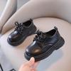 "Boys' 2024 British Style Casual Leather Shoes - Solid Color, Fashionable Children's Single Shoes"
