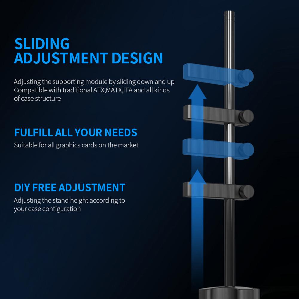 GM961 Алюминиевый вертикальный держатель видеокарты с одной опорой, кронштейн для настольного ПК, чехол для видеокарты