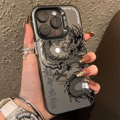 Роскошный защитный чехол Dragon Totem Anti-Drop для iPhone 16 15 Pro Max 15 14 13 12 11 Pro XR XS 7 8 Plus с защитным покрытием для линз