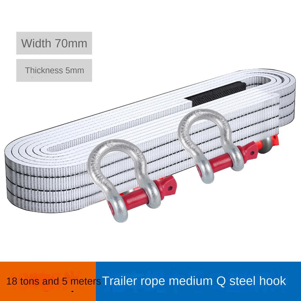 Car Trailer Rope Towing Ropes 6/12/18 Tons Plus Thick and Wide U-Shaped Hook SUV Trailer Belt Car Hand Holding Rope Auto Tools