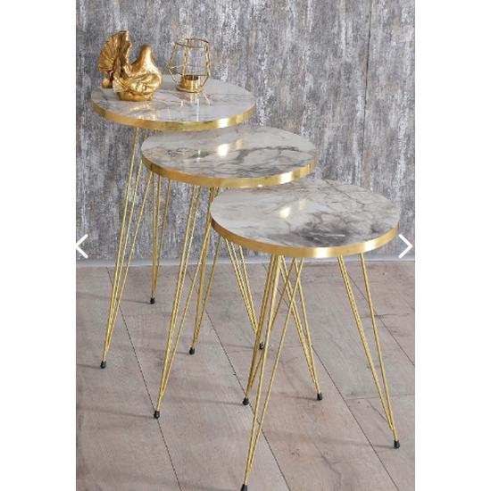 Вложенный стол и центральный стол Ellipse Set Gold Efes Wire