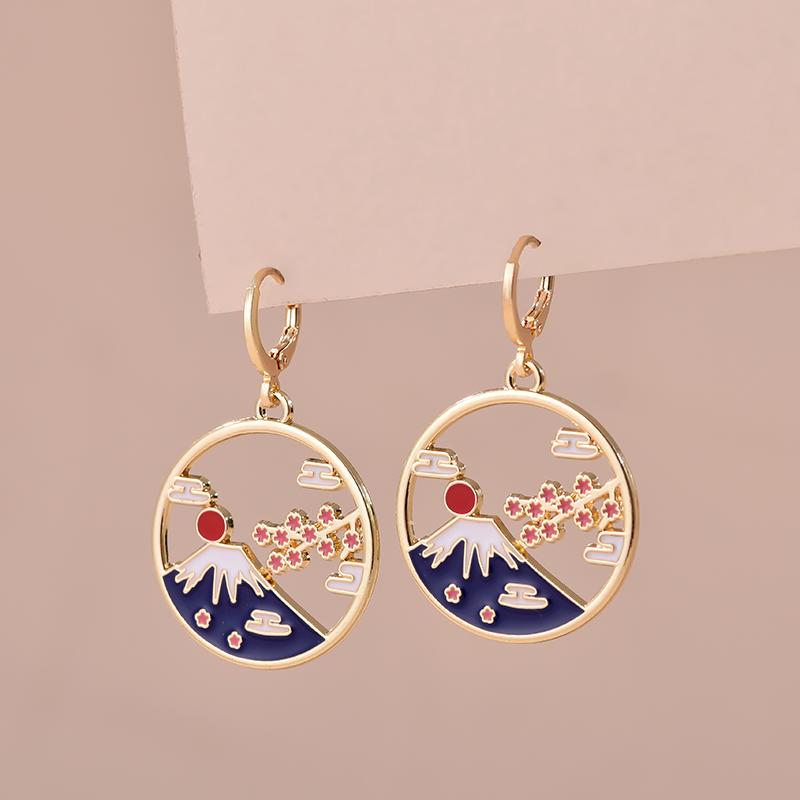Colorful Aesthetic Animal Cat Rabbit Koi Dragon Earrings For Women Girls Enameled Delicate Gold Color Hoop Earrings Zircon Gift