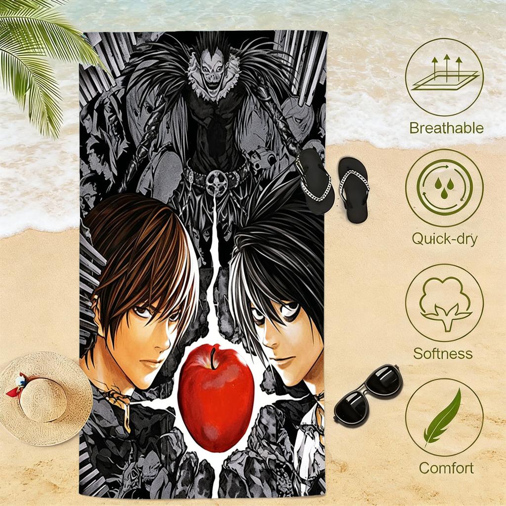 1 шт. Пляжное полотенце в тематике D-Death Note, микрофибра, быстросохнущее, мягкое, приятное для кожи, спортивное полотенце для спортзала, модные пляжные аксессуары