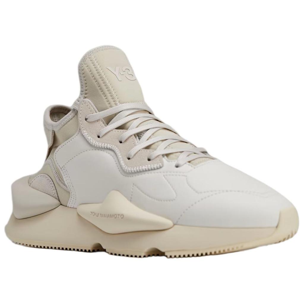 Y-3 Kaiwa Leather Comfortable Retro Mid-Top Lifestyle Sneakers Unisex Sneakers Beige JQ2454