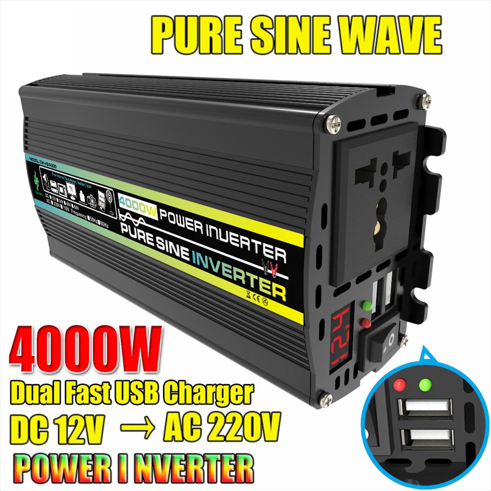 3000W-8000W Car Inverter LED Display Smart Power Inverter 12V 220V Pure Sine Wave for Car Auto RV Transformer Convert Socket