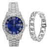 Silver Watch Large Blue Watch Dial Quartz Shiny Watch With Silver Bracelet Calendar