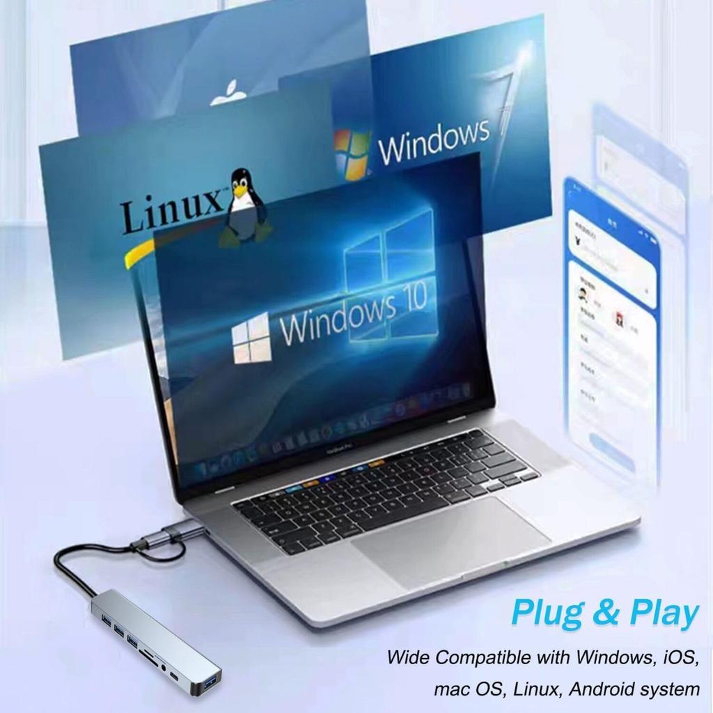 Type C HUB USB HUB USB 3.0 USB 2.0 TF / SD 5 Port Multi Splitter OTG For HUAWEI Aluminum Alloy USB 3.0 Hub for PC