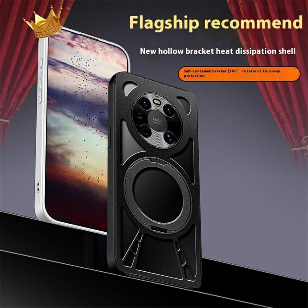 Для Huawei Mate 40 Pro 4G/5G Чехол Магнитная подставка Полая теплоотводящая Силикон+ПК+Металлический бампер Чехол для телефона