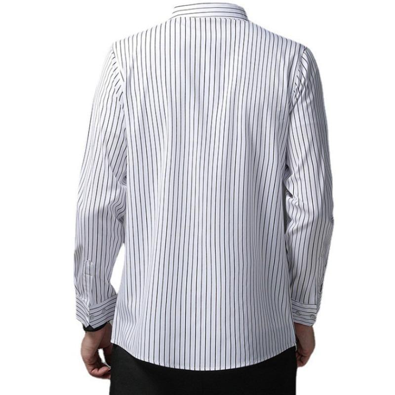 Рубашка с длинными рукавами в вертикальную полоску на весну и осень, деловая рубашка для мужчин молодого и среднего возраста, кардиган