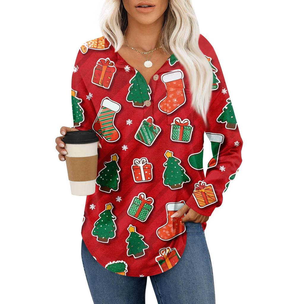 Women's Retro Printed Fashionable Long-sleeved Top