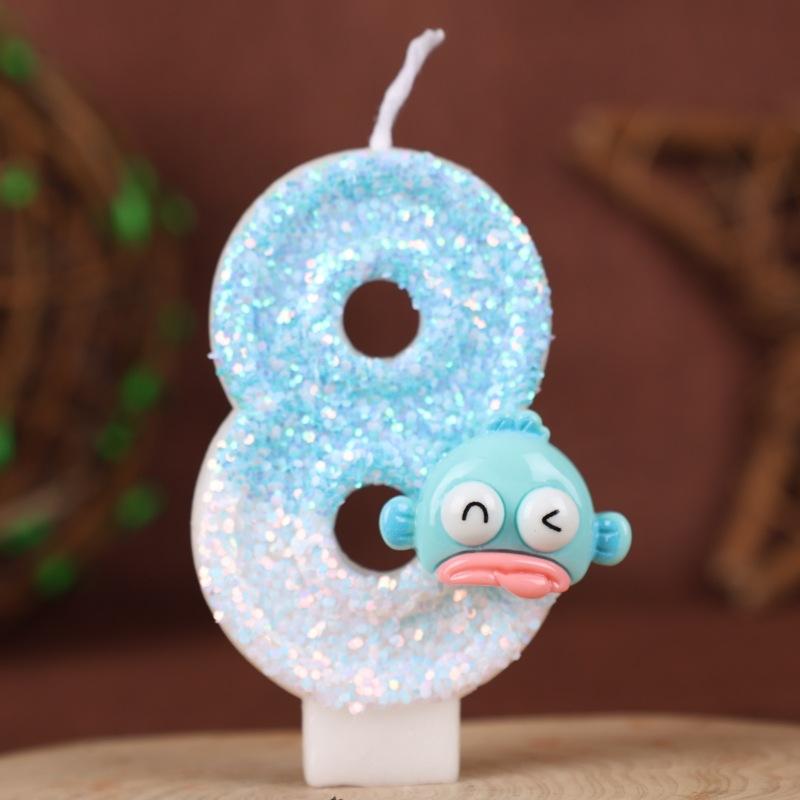 Ugly Fish Cartoon Number Birthday Candle Cake Decoration Holiday Birthday Celebration Handmade Candle 0-9diy