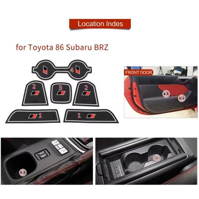 Для Toyota GR86 Subaru BRZ 2025 - 2025 Противоскользящие коврики в ниши дверей и подстаканники Противоскользящие накладки в дверные карманы Автоаксессуары для интерьера
