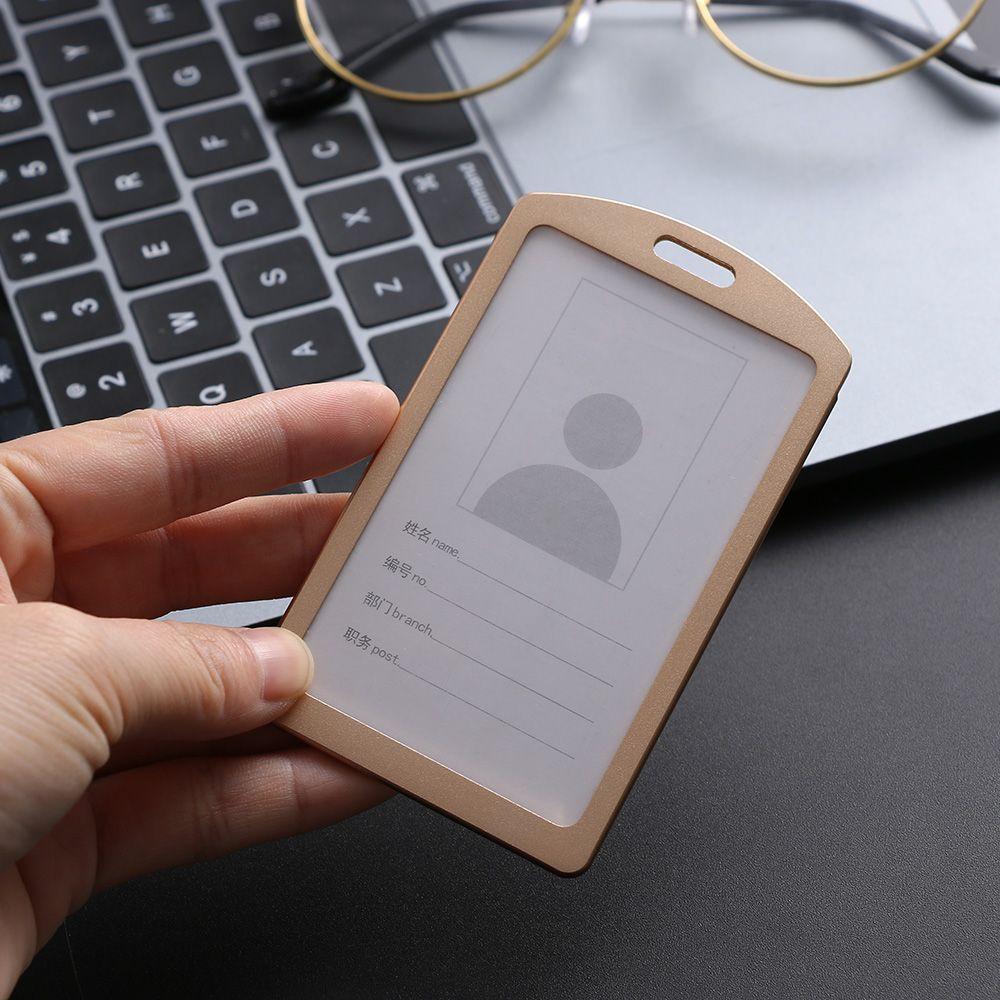 Exhibition Office School Vertical ID Business Case Aluminum Alloy Name Card Work Card Holders