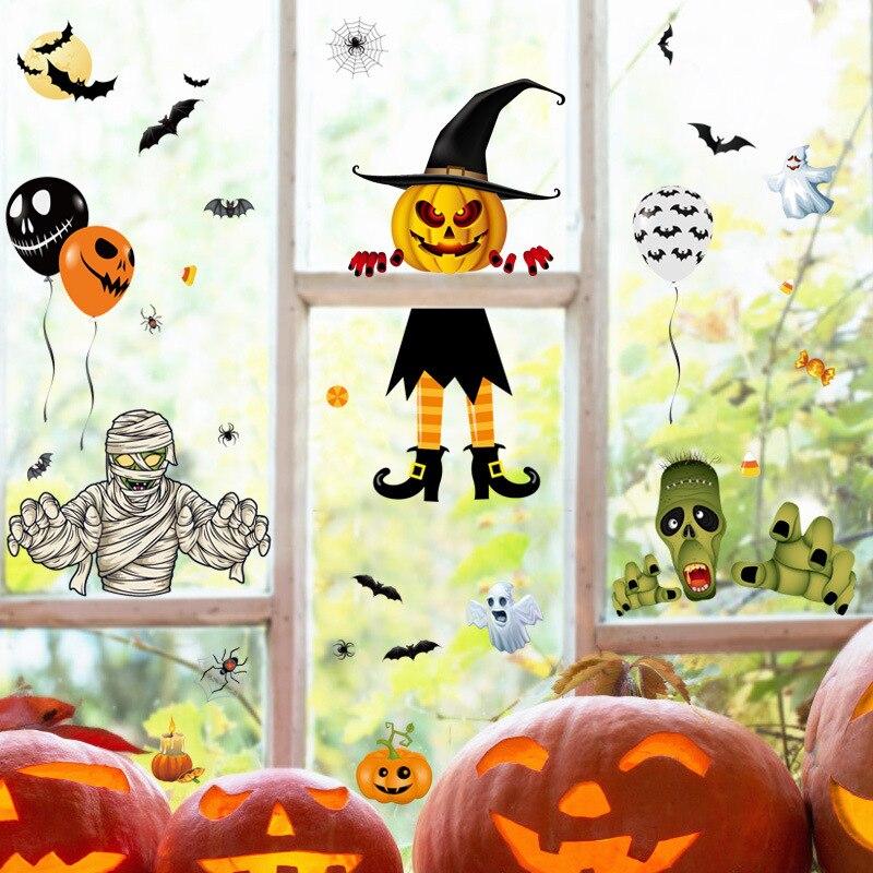 1 Pc Halloween Party Sticker Ghost Spider Pumpkin Skeleton Sticker for DIY Decroate Window Static Electricity Sticker