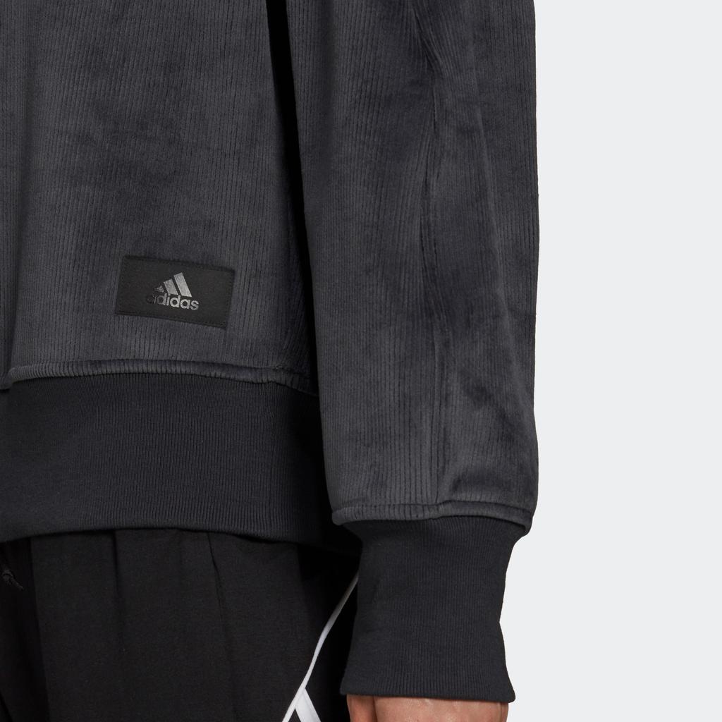 Adidas Вельветовый текстурированный спортивный пуловер, женские топы, черный H31102