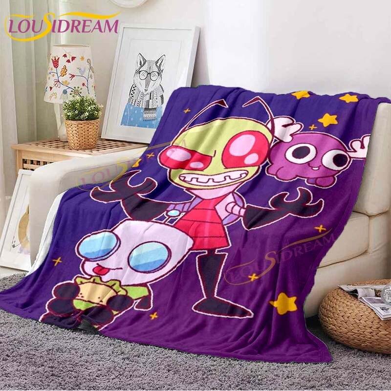 Одеяло Invader ZIM, классическое одеяло с принтом инопланетянина, фланелевое одеяло с мультяшным принтом для кровати, дивана, офиса, детское одеяло, подарки