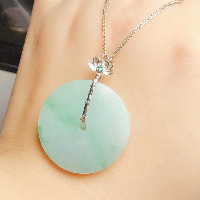 Клипса-цветок из стерлингового серебра S925 с жадеитом и янтарем, с застежкой-иглой