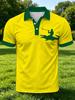 Men's Outdoor Polo Shirt, Available in Multiple Sizes, Featuring a Crocodile Rider Silhouette Print on the Chest. Vibrant, Casual, Stylish, and